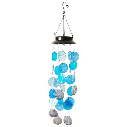 G128; G128 Solar Wind Chime Sea Shell for Outside with Lights | Coastal Ocean Theme Windchimes Outdoors for Home Garden Patio Decor Unique Birthday Gifts; Category:Flags; Image:1
